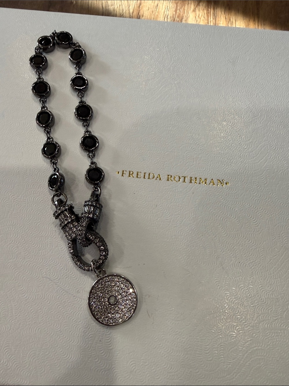 Freida Rothman Vault Black Lumi Bracelet with Pave charm